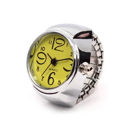 luckacco couple finger watch ring vintage punk elastic alloy band men women jewelry clock roman numerals dial 28style mini quartz watches