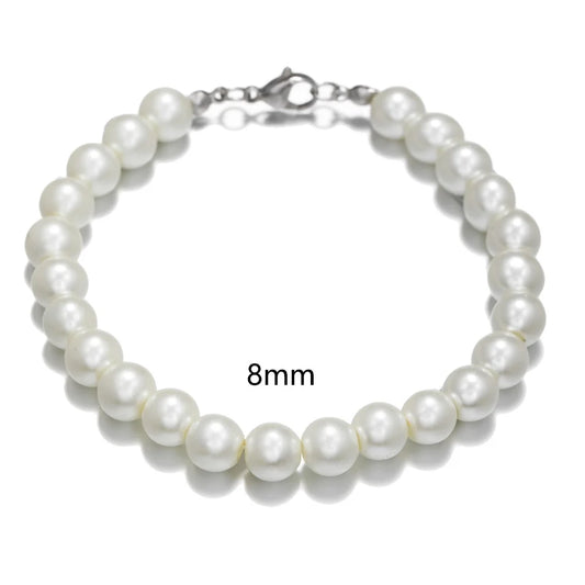 Luckacco Simple Anti-Pearl Bracelet For Men Trendy Stainless Steel Beads Women Bracelet Fashion Pearl Jewelry Party Accessories Gift