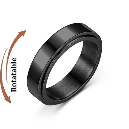 Luckacco Simple Stainless Steel Anxiety Fidget Spinner Rings for Couple Rotating Anti Stress Wedding Band Knuckle Ring Fashion Jewelry