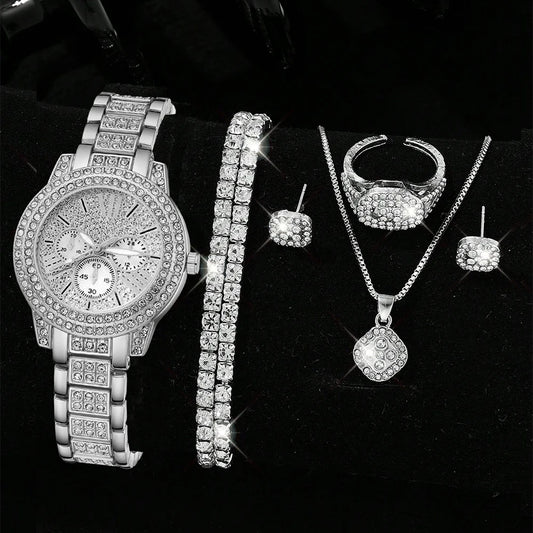 Luckacco Luxury Women Gold Watch Fashion Ladies Quartz Diamond Wristwatch Elegant Female Bracelet Watches Set Reloj Mujer
