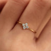 Luckacco Fashion New Flower Stainless Steel Ring for Women Personalized Exquisite Crystal Ring Jewelry Accessories Exquisite Gift Jewelry