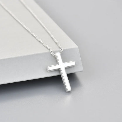 Luckacco 925 Sterling Silver Necklace For Women Adjustable Simple Cross Shape Necklace O-Chain Choker Necklaces Birthday Gift Chocker