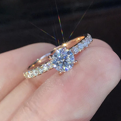 Luckacco Trendy Rose Gold Silver Color Fashion Engagement Rings for Women Wedding Party Gift Drop Shipping Jewelry R527