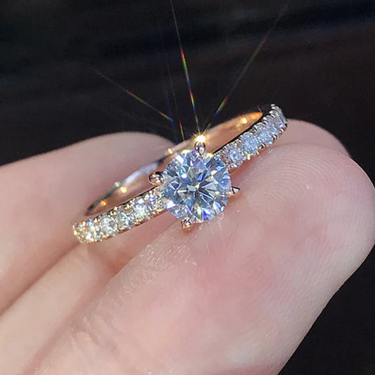 Luckacco Trendy Rose Gold Silver Color Fashion Engagement Rings for Women Wedding Party Gift Drop Shipping Jewelry R527