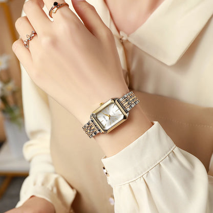 Luckacco New Fashionable Simple Explosive Square Bar Scale Dial Steel Strip Quartz Watch