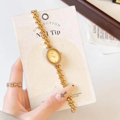Luckacco Elegant Ladies Quartz Watch Gold Bracelet Small Wrist Clock Stylish Waterproof High Quality Watches for Women