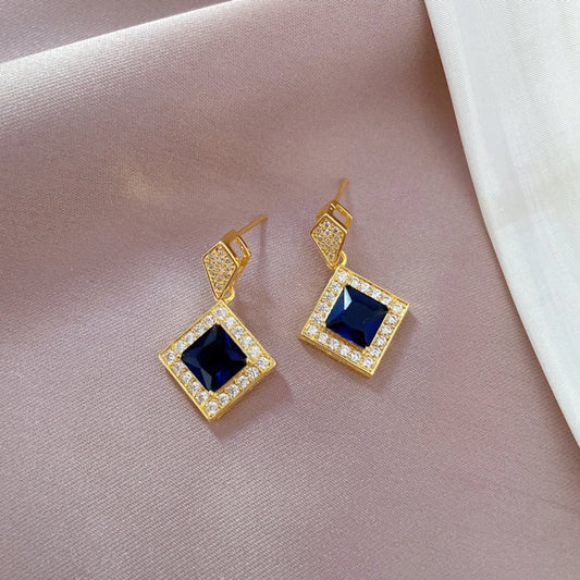 Luckacco Exquisite Geometry Square Necklace Earrings Jewelry Set Charm Ladies Jewelry Fashion Bridal Accessory Set Romantic Gift