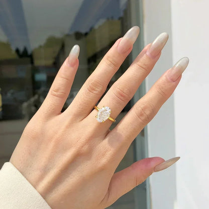 Luckacco Style Wedding High Luxury Oval Women Ring Anillos High-end Versatile Design Jewelry Anillos De Mujer Rings for Women Кольцо