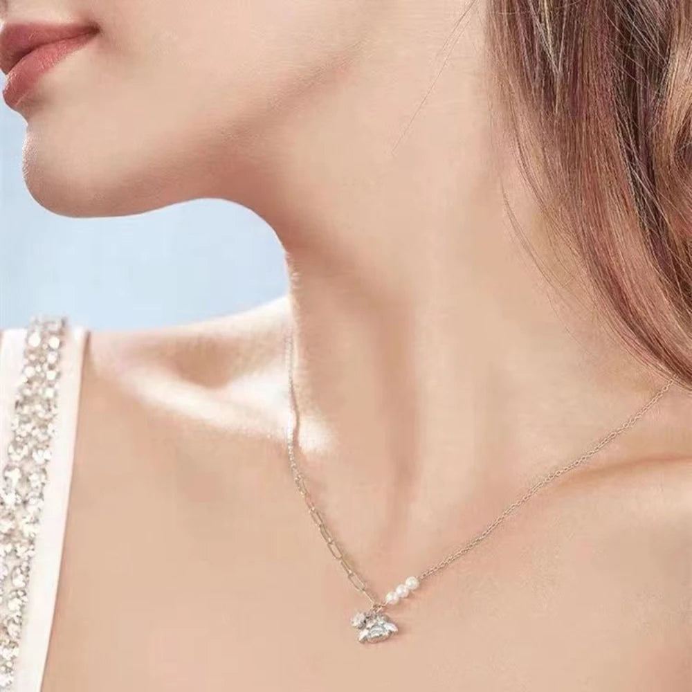 luckacco y2k melody crystal pendant necklace personality woman collar accessories fashion gifts cartoon kawaii necklace jewelry