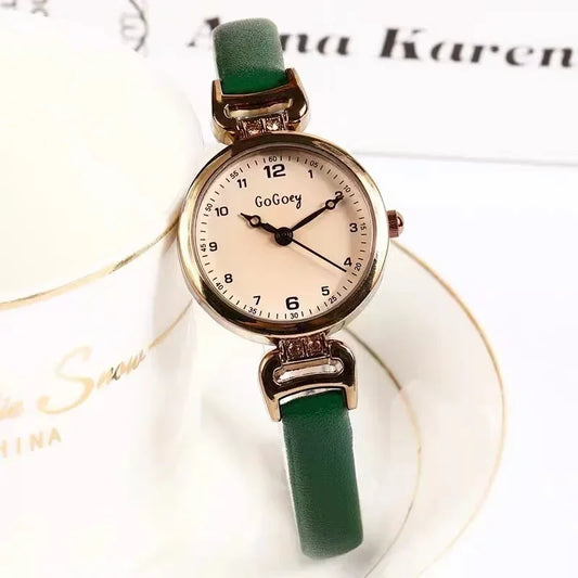 Luckacco 2025 Quartz Watch Women PU Leather Thin Strap Wristwatch Ladies Watches Solid Color Fashion Women Gift Watch Relojes Para Mujer