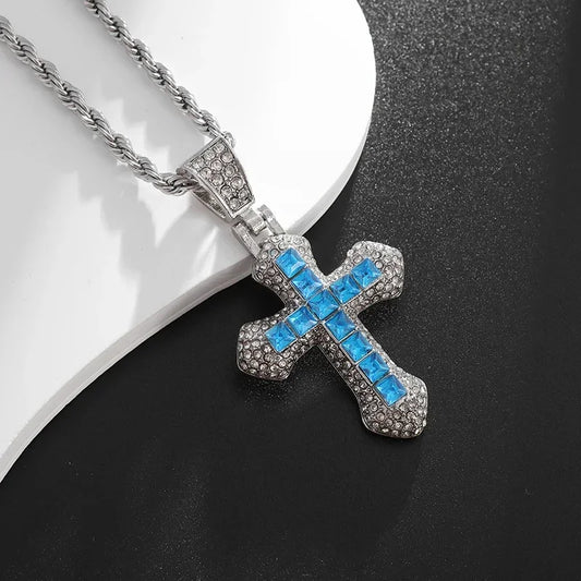 Luckacco Hip Hop Ice Out Zircon Letter Otf Letter Pendant Necklace for Men and Women Fashion Rock Party Jewelry Gift