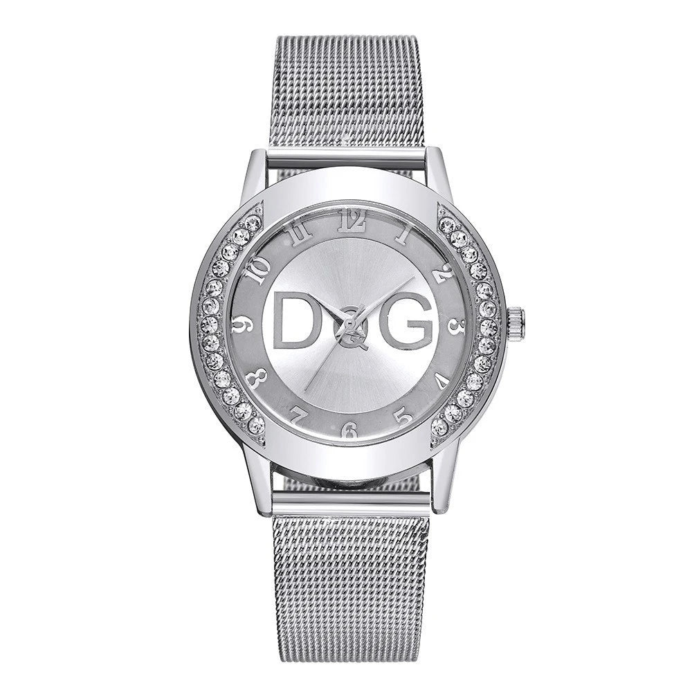 luckacco luxury 2025 women's watches with diamonds simple digital design ladies' quartz watch casual gold mesh belt women clock strap