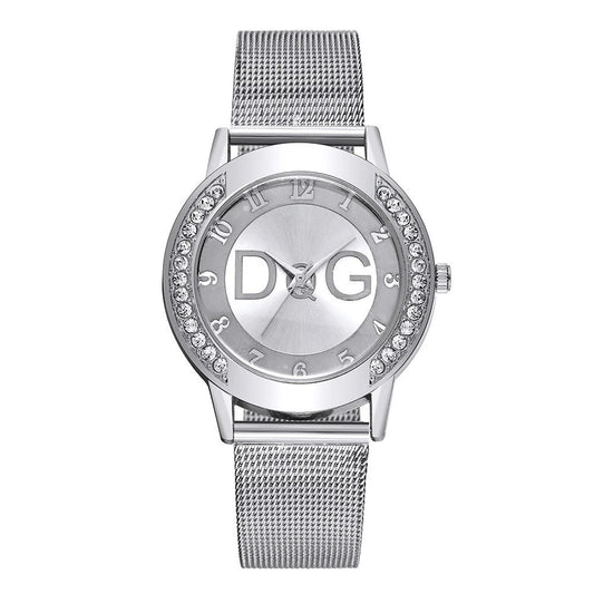 Luckacco Luxury 2025 Women's watches With Diamonds Simple Digital Design Ladies' Quartz Watch Casual Gold Mesh Belt Women Clock Strap