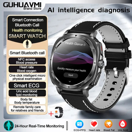 Luckacco 2025 New High-End Health Care Watch 7 Ultra Smart Watch Men ECG+PPG Uric Acid Blood lipids Body analysis BT Call NFC Smartwatchs