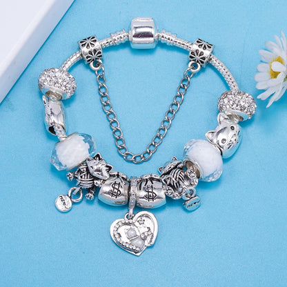 Luckacco Romantic Tower Aircraft Charm Bracelet For Women With Crystal DIY Beads Pendants Bracelet High-Quality Jewelry