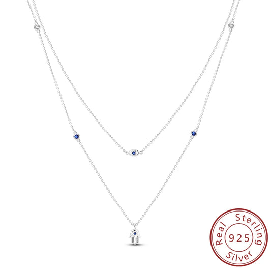 Luckacco Necklace 925 Sterling Silver Butterfly Love Heart Bear Classic Simple Adjustable Necklace For Women Girl Fashion Jewelry Gifts