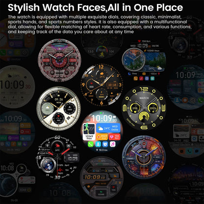 Luckacco 2025 New Mens Smart Watch 360 * 360 Bluetooth Call Smartwatch AMOLED Screen GPS Smart Watches NFC Waterproof Smart Watch for Men