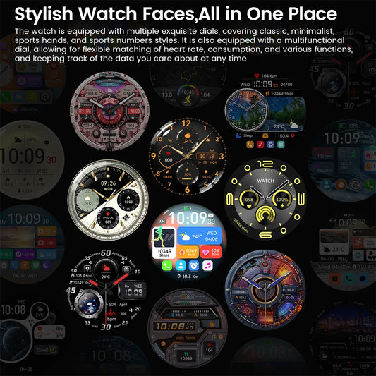 Luckacco 2025 New Mens Smart Watch 360 * 360 Bluetooth Call Smartwatch AMOLED Screen GPS Smart Watches NFC Waterproof Smart Watch for Men