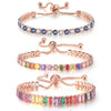Luckacco Adjustable Multicolor Tennis Bracelets For Women Ladies Wedding Rainbow Colorful Zircon Charm Bracelet Hand Chain Jewelry DZH043