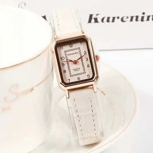 Luckacco The Square Minimalist Women Ultra Thin Small Dial Watches Leather Band Antique Quartz Watch Relogio Feminina