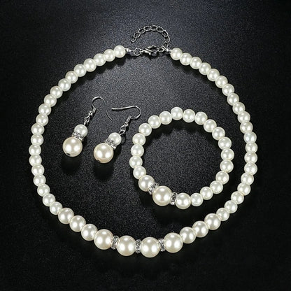 Luckacco picks 4 Pcs Women's Pearl Jewelry Set Fashion Simulated Pearls Versatile Earrings Necklaces Bracelets Jewelry Set Gift