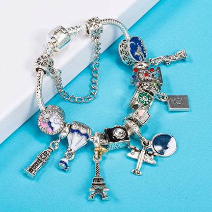 Luckacco Romantic Tower Aircraft Charm Bracelet For Women With Crystal DIY Beads Pendants Bracelet High-Quality Jewelry