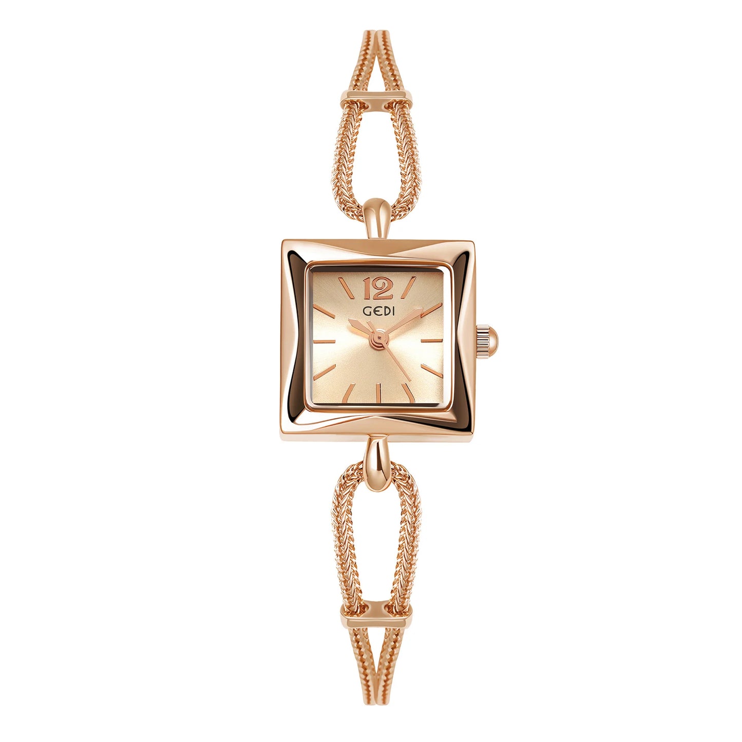 luckacco niche high-end women's watch simple small square plate alloy bracelet watch ladies medieval style quartz watch