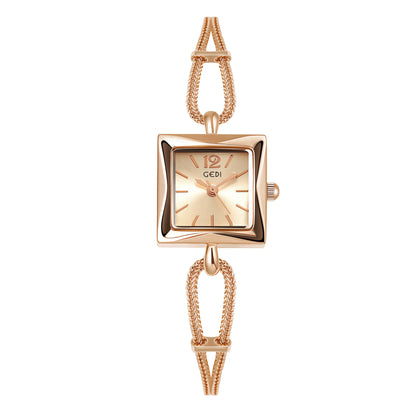 Luckacco Niche high-end women's watch simple small square plate alloy bracelet watch ladies medieval style quartz watch