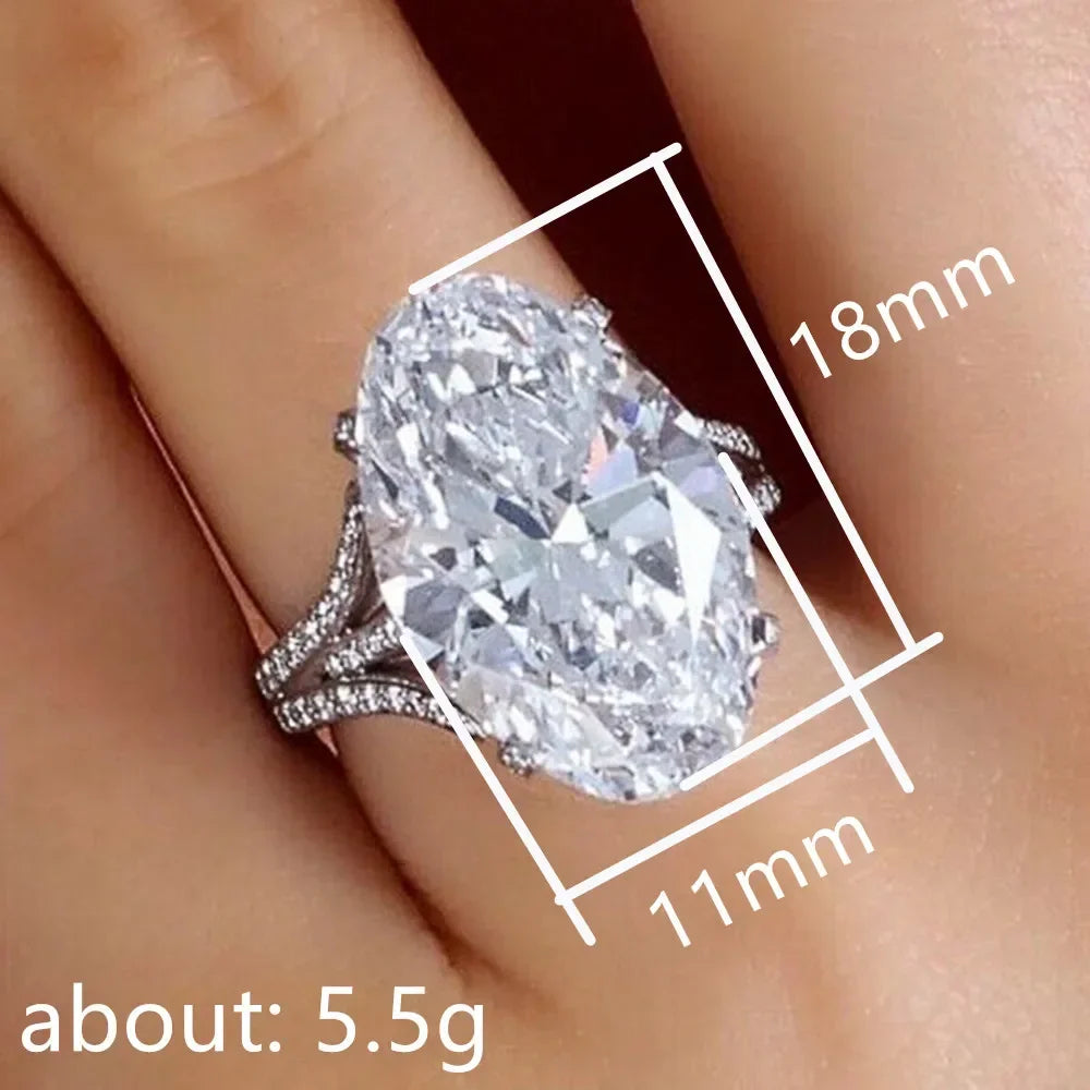 luckacco daily picks big crystal oval cubic zirconia wedding ring for women silver color fashion elegant engagement bands jewelry nice gift
