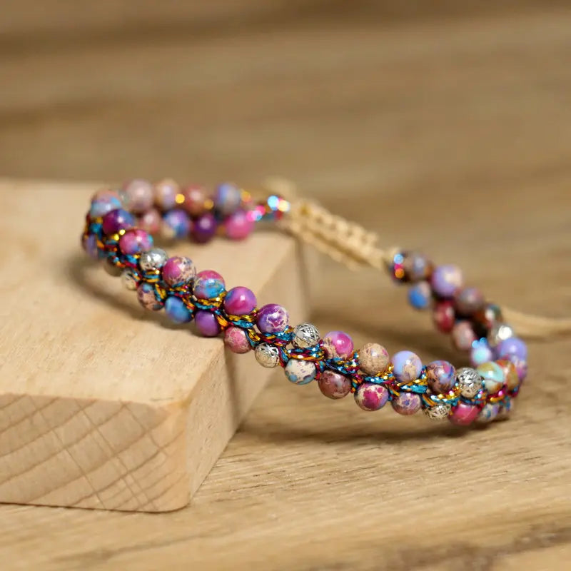 luckacco 4mm imperial jasper bracelet for women jewelry natural purple sea sediment jasper yoga healing stone bracelet