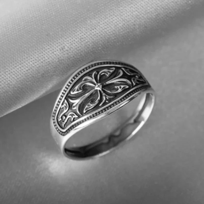 luckacco vintage punk wave pattern cross men's and women's ring personalized hip hop motorcycle party gift