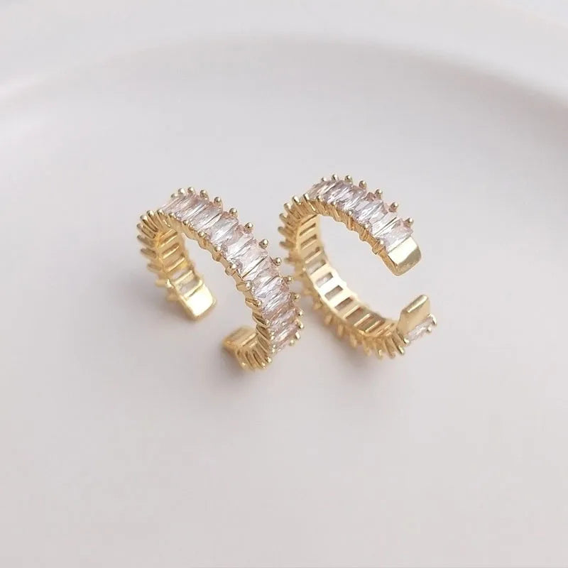 luckacco stainless steel geometric white zircon rings for women's finger opening crystal engagement wedding jewelry birthday party gift