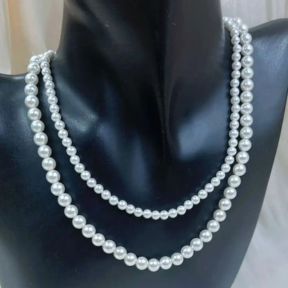 Luckacco 4 6mm 2 Necklaces Round White Natural Shell Pearl Pearls Chokers Short Necklace for Women Jewelry Gift  16" 18"