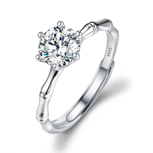 Luckacco Never Fade Luxury Classic 18K White Gold Color Ring Solitaire 2 Carat Zirconia Diamant Wedding Band Women Jewelry Accessories