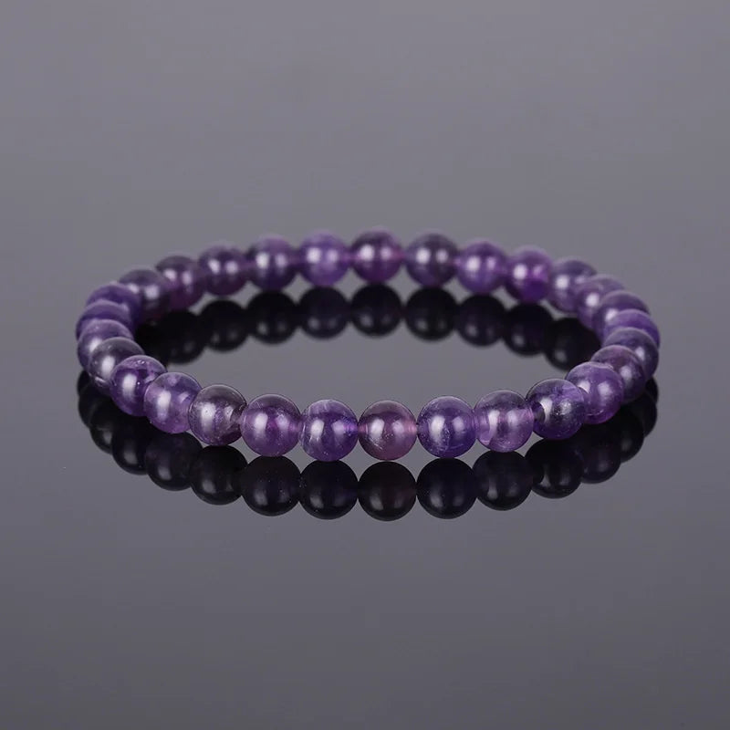luckacco handmade amethyst beaded bracelet - boho style crystal jewelry for women, stretchable design fit most wrists, trendy daily ornam