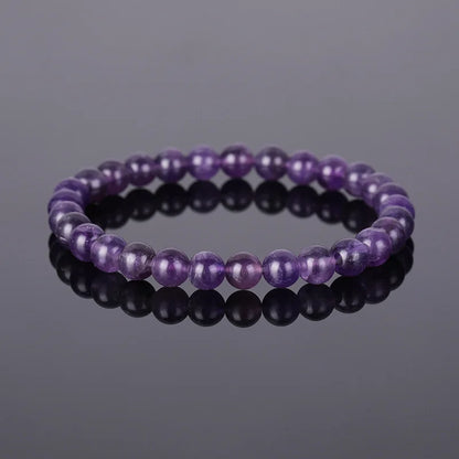 Luckacco Handmade Amethyst Beaded Bracelet - Boho Style Crystal Jewelry for Women, Stretchable Design Fit Most Wrists, Trendy Daily Ornam