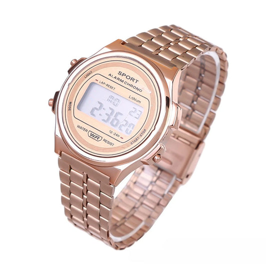 Luckacco Retro Square Electronic Watches Digital Display Women Men Watch Rose Gold Silver Luxury Ladies Wristwatches Relojes Para Mujer