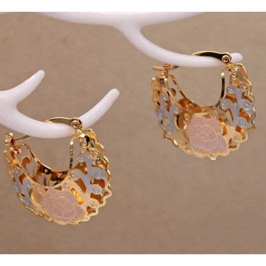 Luckacco Stylish 14K Gold Plated Hoop Earrings for Women - Perfect ForWeddings, Parties, and Birthdays