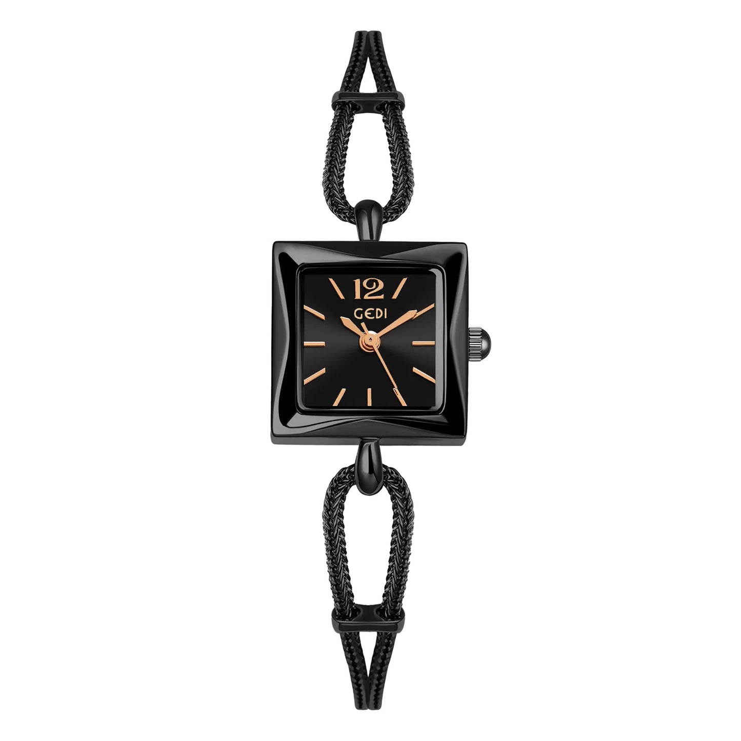 luckacco niche high-end women's watch simple small square plate alloy bracelet watch ladies medieval style quartz watch