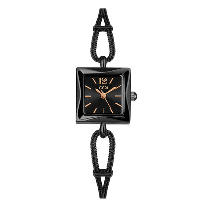 Luckacco Niche high-end women's watch simple small square plate alloy bracelet watch ladies medieval style quartz watch