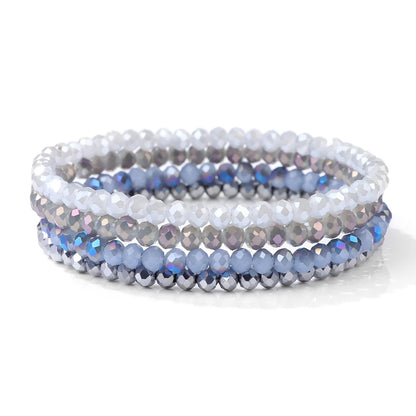 Luckacco 4Pcs/set Shinning Crystal Beads Elastic Bracelet Bohemian Faceted Colorful Crystal Glass Beaded Bracelet Bangles Set For Women