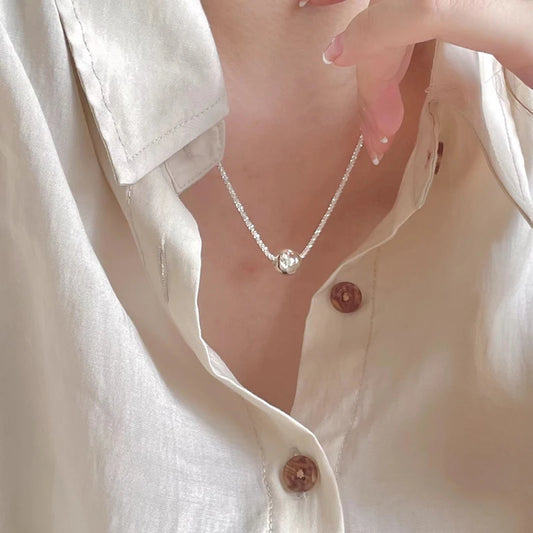 Luckacco New S925 Silver Sparkling Necklace Women Trendy Ball Clavicle Chain Choker Girls Korean Wedding Party Fine Jewelry Accessories