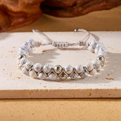 Luckacco Fashion Colorful Natural Stone Beaded Bracelet for Women Braided Bracelet Bohemian Holiday Jewelry Adjustable Gift