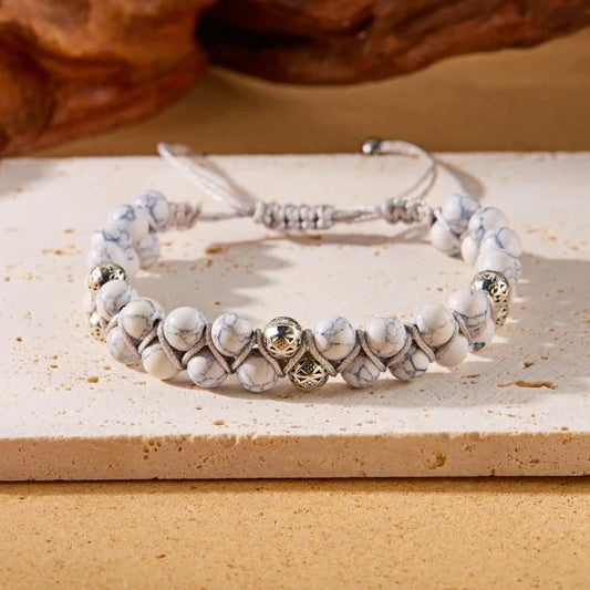 Luckacco Fashion Colorful Natural Stone Beaded Bracelet for Women Braided Bracelet Bohemian Holiday Jewelry Adjustable Gift