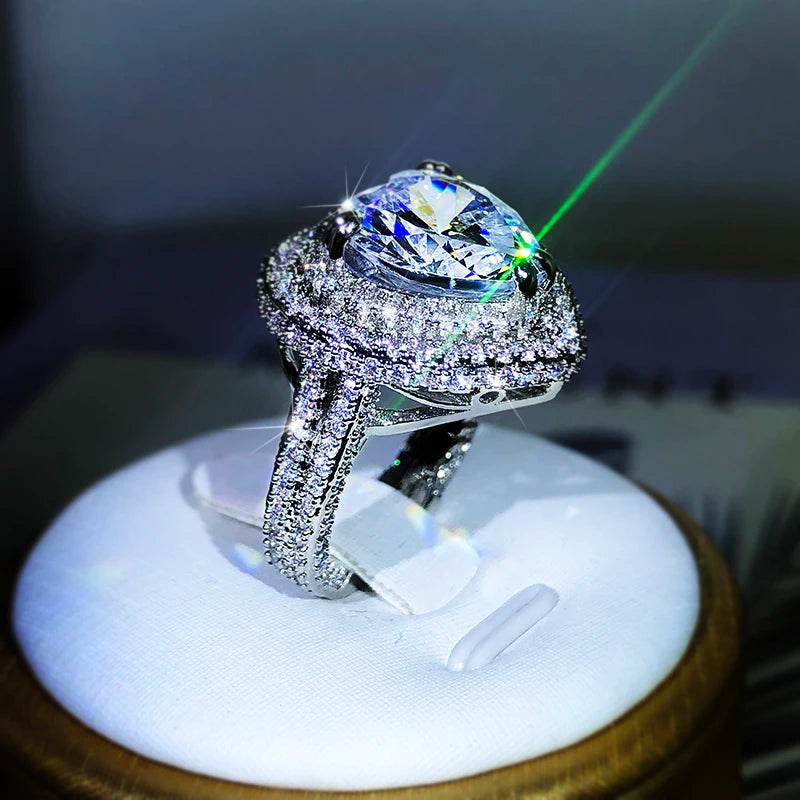 luckacco 925 silver romantic female heart-shaped austrian crystal big white zircon wedding rings for women valentine's day s