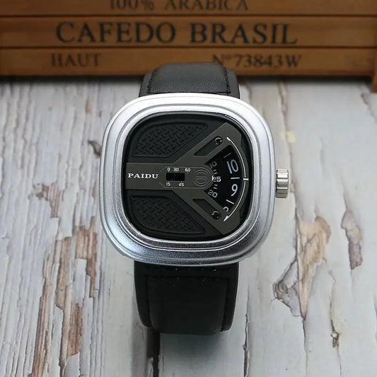 Luckacco UTHAI CE96 Punk Style Square Wheel Man watch Fashion Wheel Fashion Watch Wild Belt Waterproof Quartz Watch watches for man