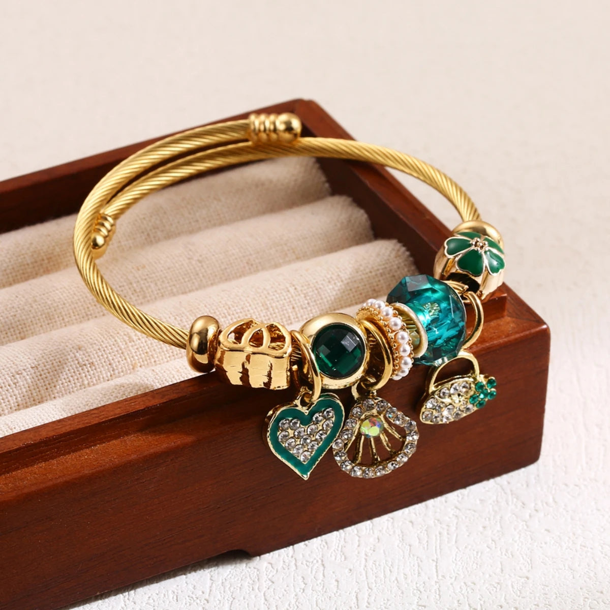luckacco fashion multi element stainless steel circle panjiadora beaded love bracelet suitable for women's dating, daily holiday gifts