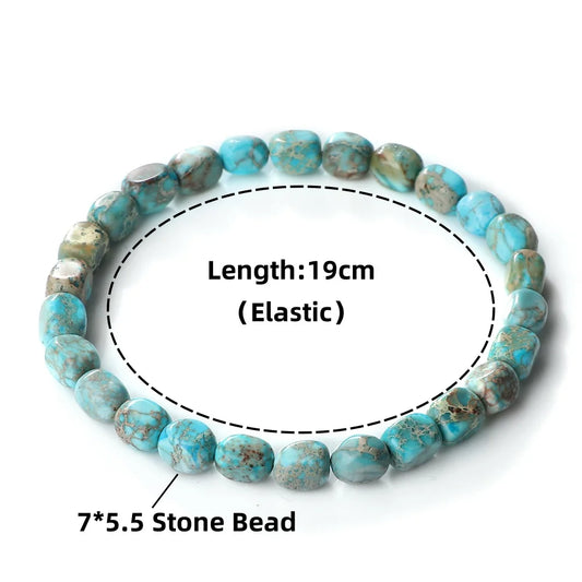 Luckacco Bohemian Natural Stone Beaded Bracelets Colorful Emperor Stone Elastic Bangle Women Men Couple Friendship Handmade Jewelry Gifts