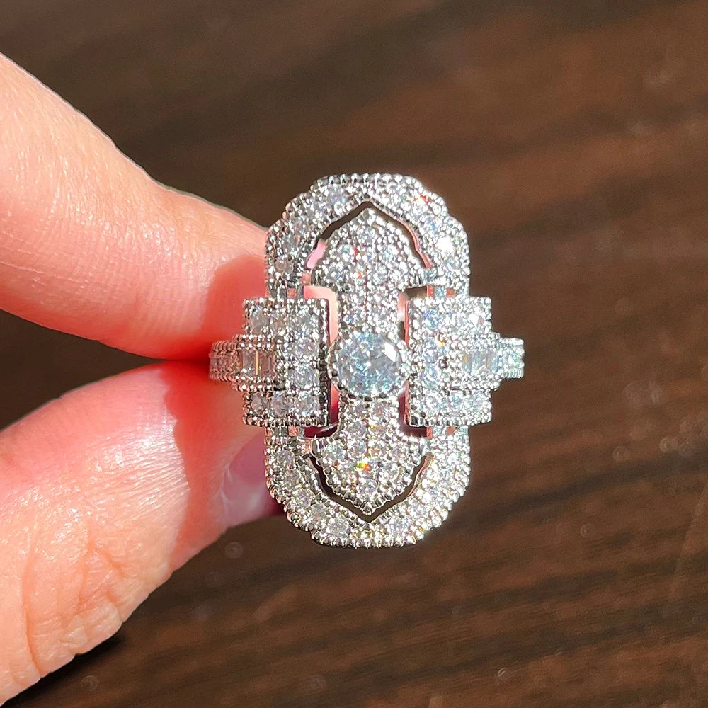 luckacco daily picks special-interested bridal wedding rings full brilliant cz elegant women's finger accessories for party fashion jewelry
