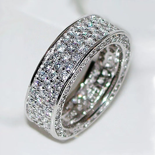 Luckacco daily picks Luxury Silver Color Cubic Zirconia Rings for Women Simple Design Fashion Versatile Wedding Engagement Party Lady Jewelry